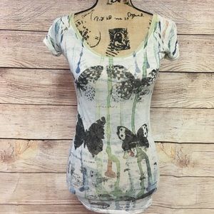 Free People Sheer Butterfly T-Shirt